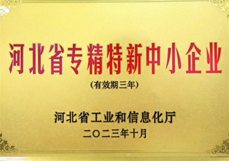 Hebei Provincial Specialized and Sophisticated SME (Specialized, Refined, Distinctive, and Innovative Enterprise)